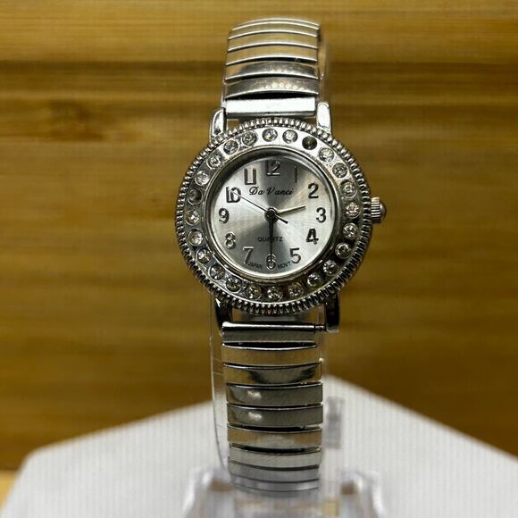 Da Vanci Rhinestone, White Dial, Silver Tone Band Quartz - Picture 2 of 7